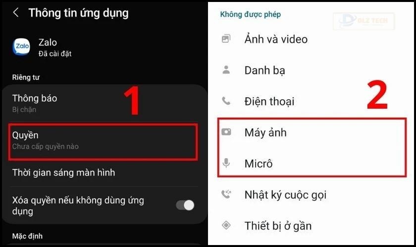 Cách kiểm tra lại quyền truy cập micro, máy ảnh của Zalo trên Android