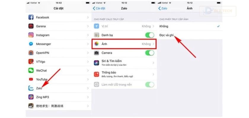 Kích hoạt lại chế độ truy cập ảnh, SMS ở Zalo trên thiết bị