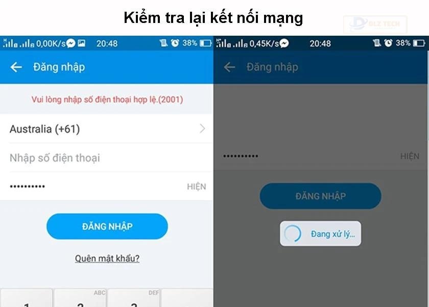 Kiểm tra lại kết nối mạng
