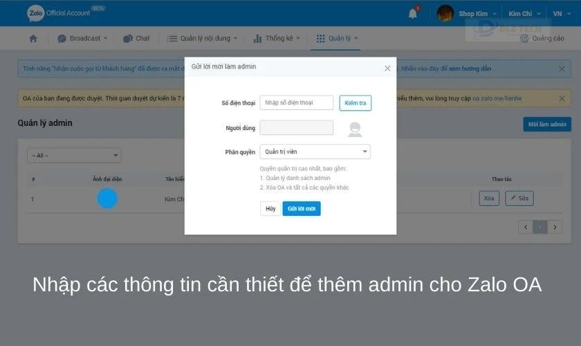 zalo oa admin là gì