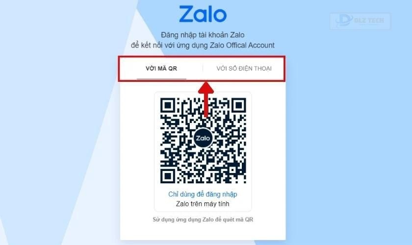 Quét mã hoặc nhập số điện thoại và mật khẩu