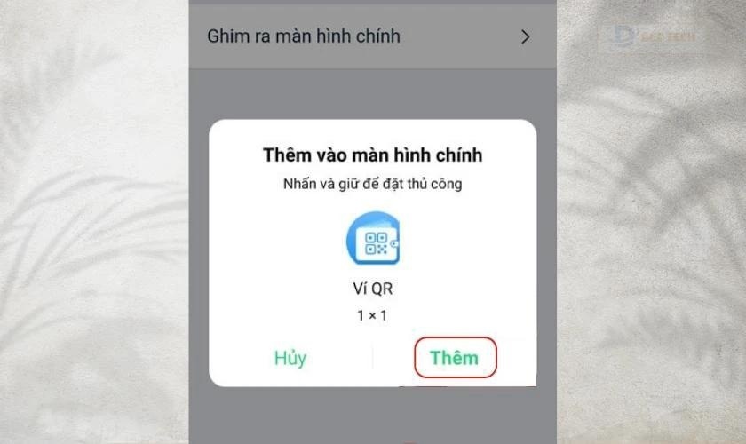 thêm ví vào màn hình