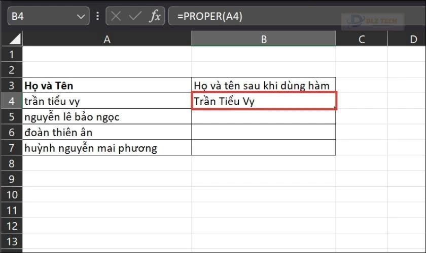 Viết hoa chữ cái đầu tiên của Họ và Tên