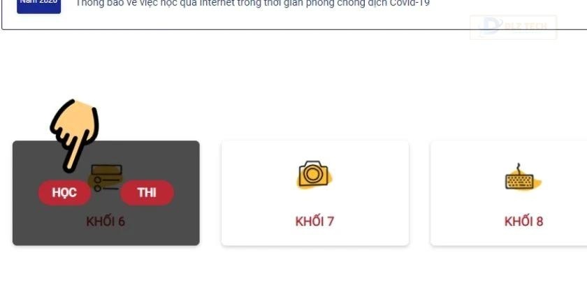 chọn khối lớp mà bản thân đang học