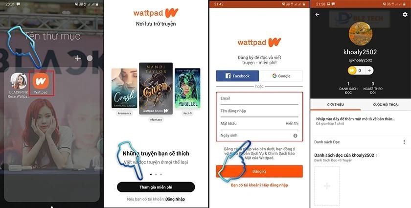 Đăng ký tài khoản Wattpad qua Email