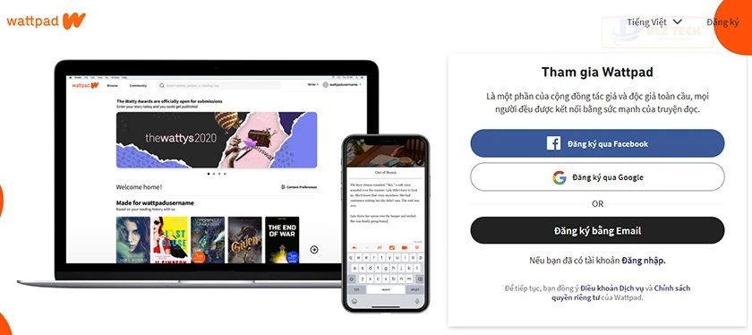 Chọn mục Đăng ký với Facebook