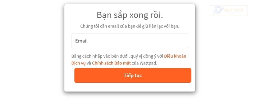 Nhập email → Nhấn Continue