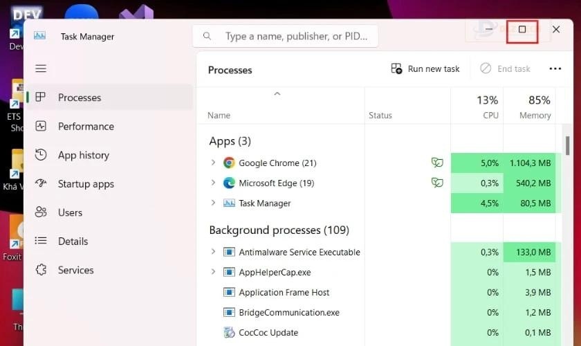 Sử dụng Command Prompt khi Win 11 bị mất thanh Taskbar