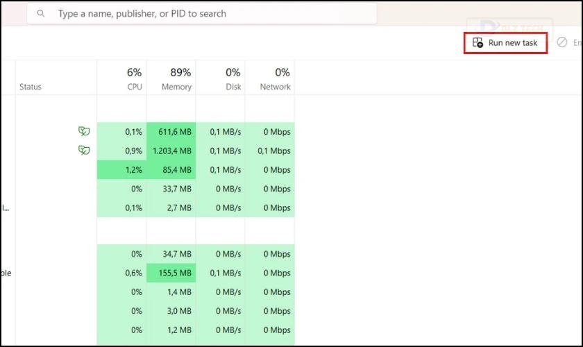 Nhấn vào mục Run new task