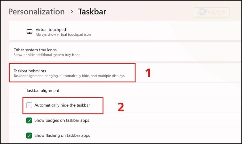 Kiểm tra chế độ ẩn thanh Taskbar trên Windows 11 không