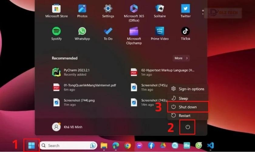 Khởi động lại máy tính Win 11 khi thanh Taskbar bị mất, không thấy đâu