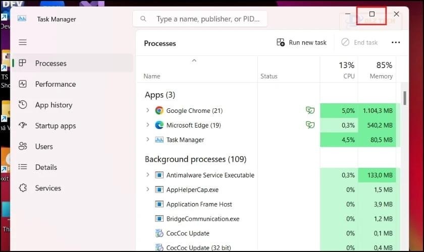 Khởi động lại Windows Explorer bằng Task Manager khi mất thanh Taskbar
