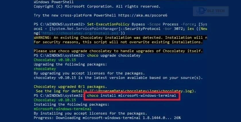 Cài đặt Windows Terminal qua Chocolatey
