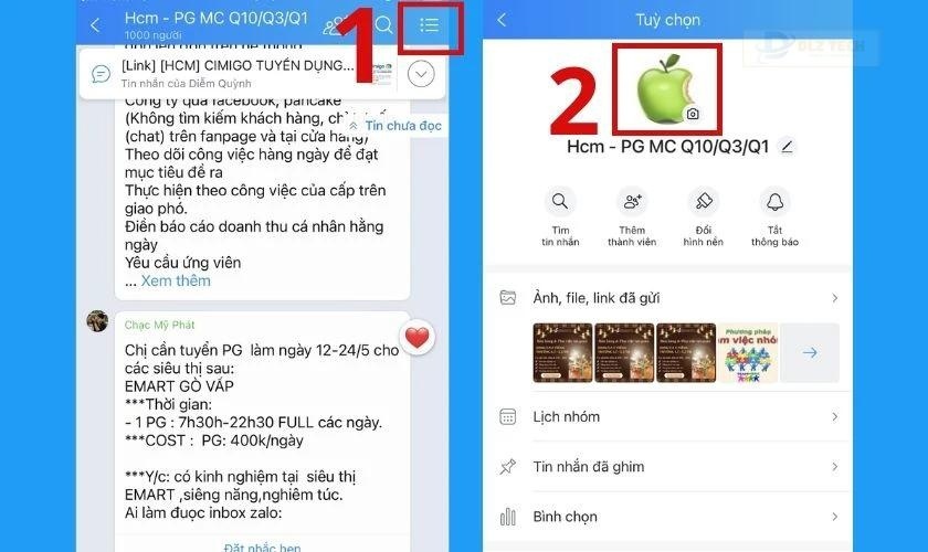 cách xóa ảnh đại diện trên nhóm chat zalo