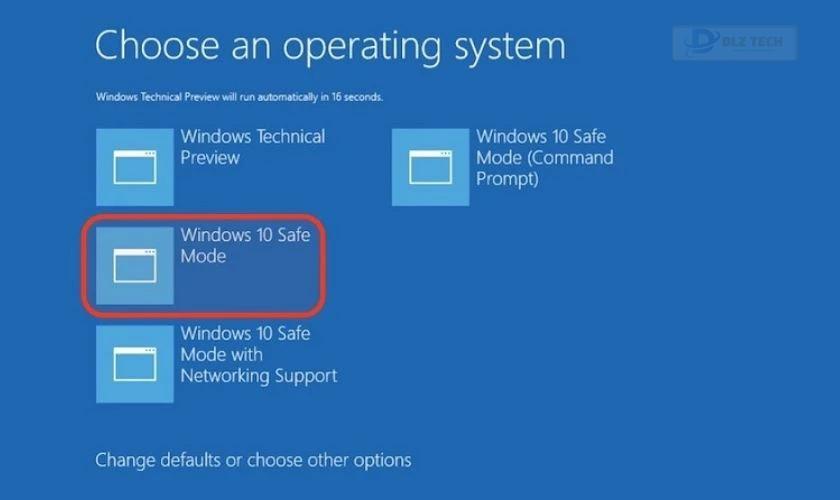 Màn hình hiển thị ở chế độ khởi động Safe Mode