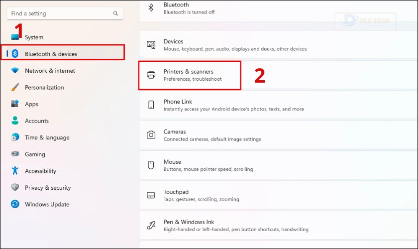 Cài đặt lại máy in trong Bluetooth & Devices