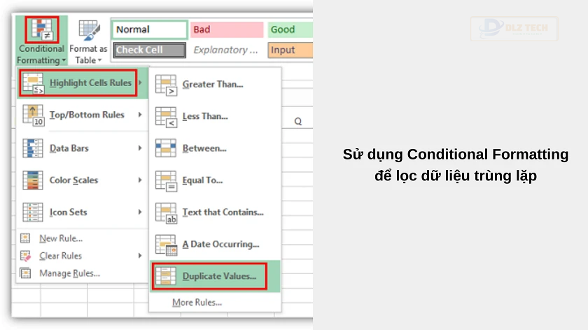 cách loại bỏ trùng lặp trong excel