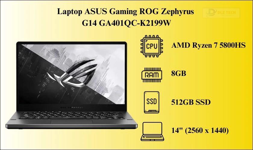Laptop ASUS Gaming ROG Zephyrus G14 GA401QC-K2199W