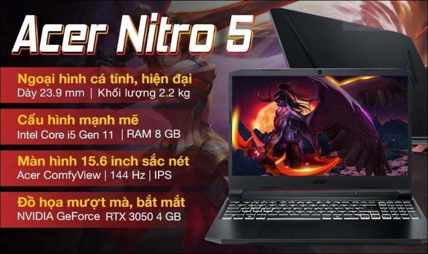 Laptop Acer Nitro 5 Gaming AN515 57 553E i5 11400H cho sinh viên thiết kế đồ họa
