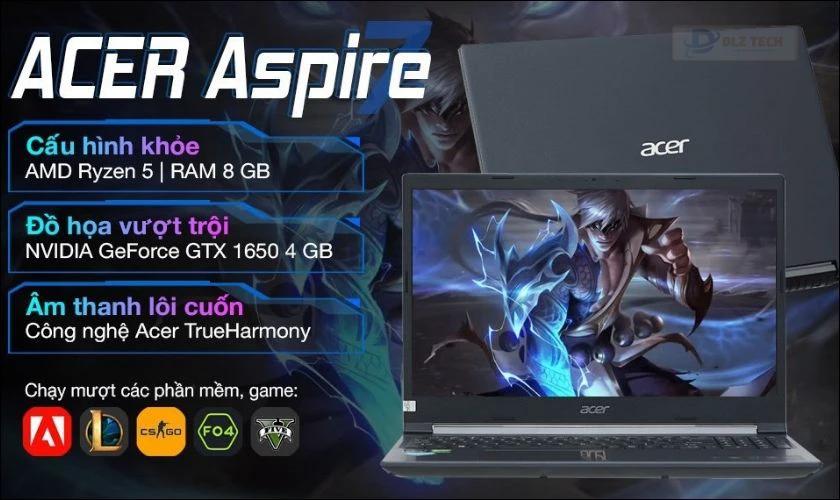 Laptop Acer Gaming Aspire 7 A715-42G-R6ZR Ryzen R5-5500U cho Designer