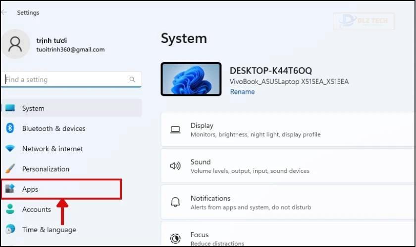 Vào Apps để tắt ứng dụng khởi động