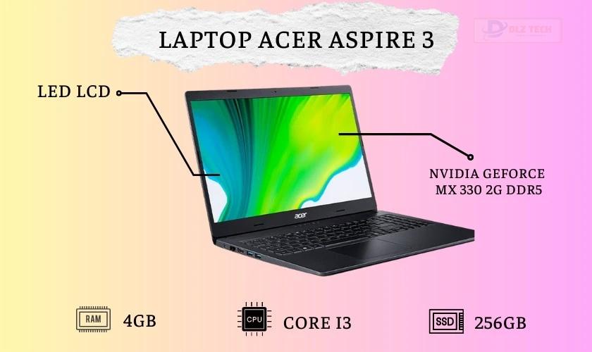 Laptop Acer Aspire 3 thiết kế tinh tế, gọn nhẹ