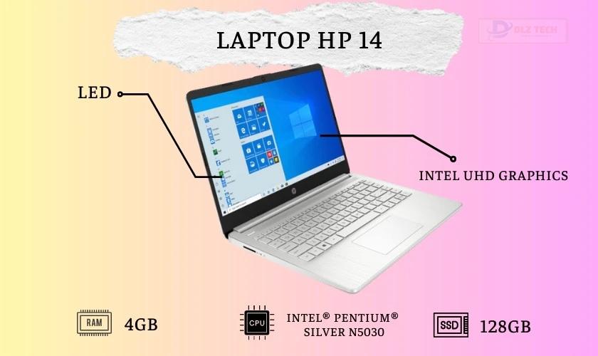Laptop HP 14 CF2033WM 3V7G4UA thiết kế gọn nhẹ, giá rẻ