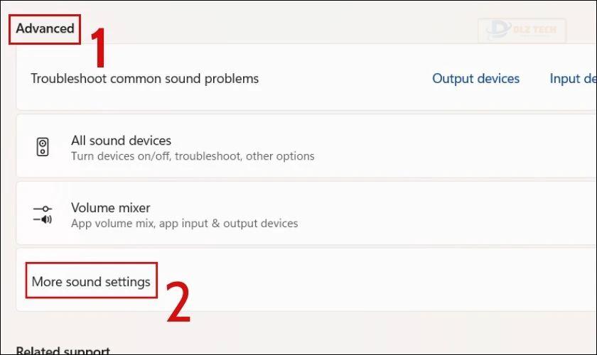 Chọn More sound settings để điều chỉnh