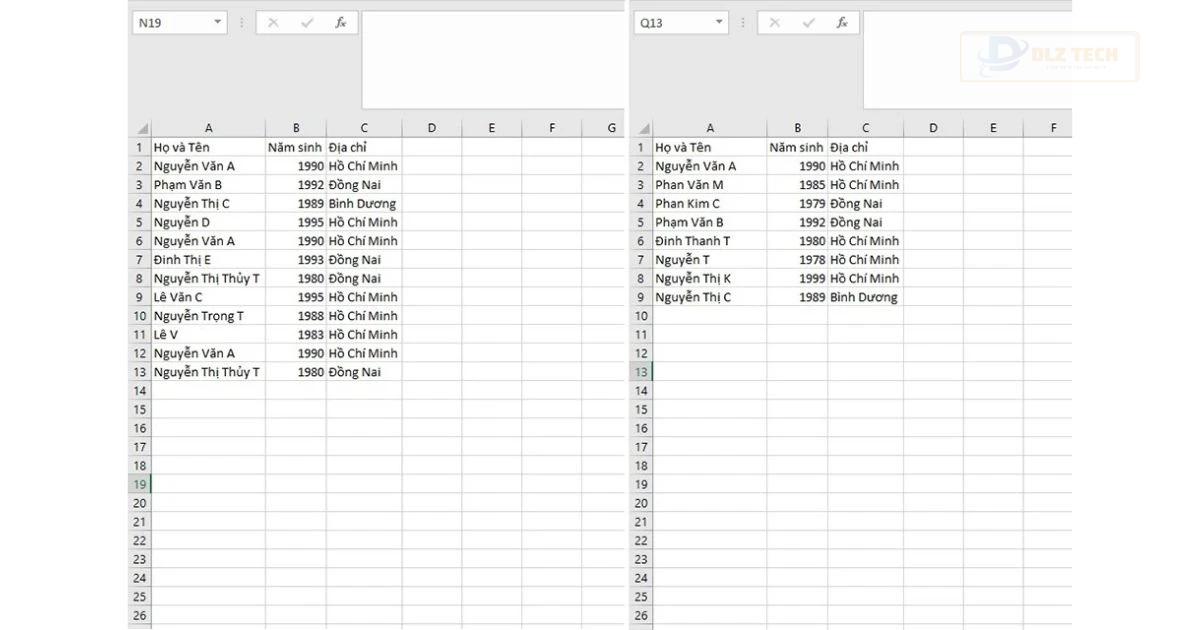 Loại bỏ trùng lặp trong Excel bằng cách sử dụng Pivot Table