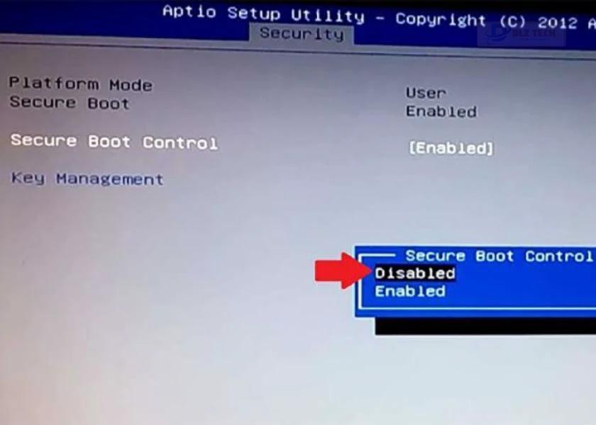 Tắt Secure Boot Control