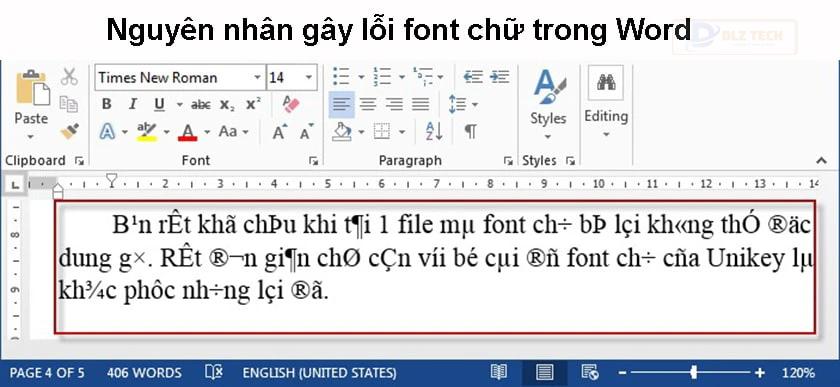 Nguyên nhân gây lỗi font chữ trong Word