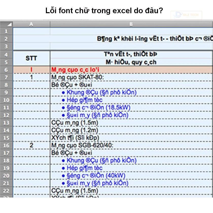 Nguyên nhân bị lỗi font trong Excel