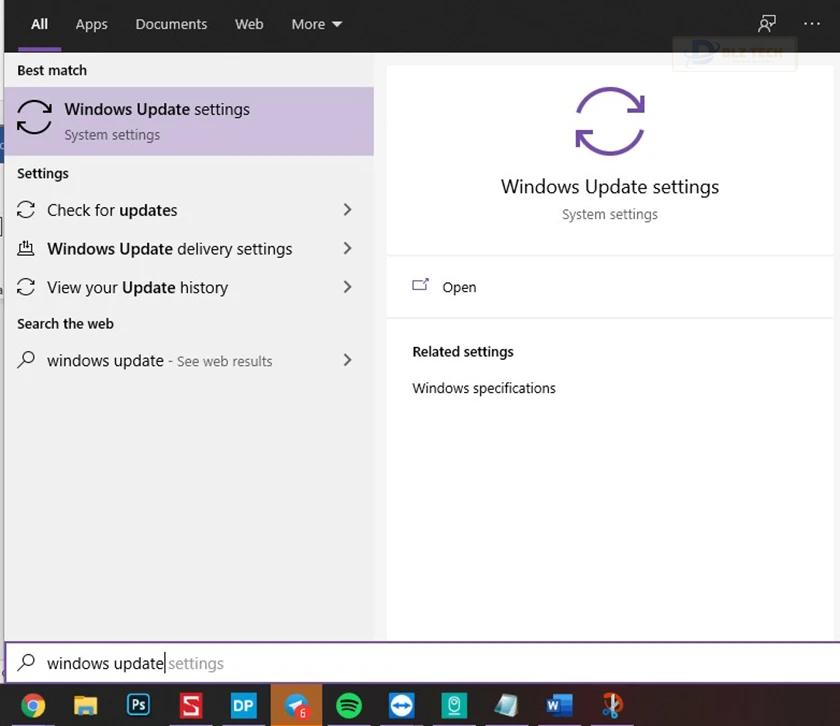 Mở Windows Update
