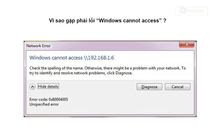 Nguyên nhân gây lỗi Windows cannot access