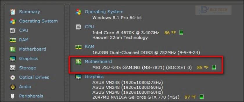 Cách kiểm tra main pc bằng phần mềm Speccy