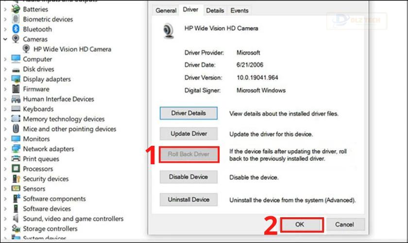Khôi phục lại Driver camera trên laptop về phiên bản cũ để sửa lỗi