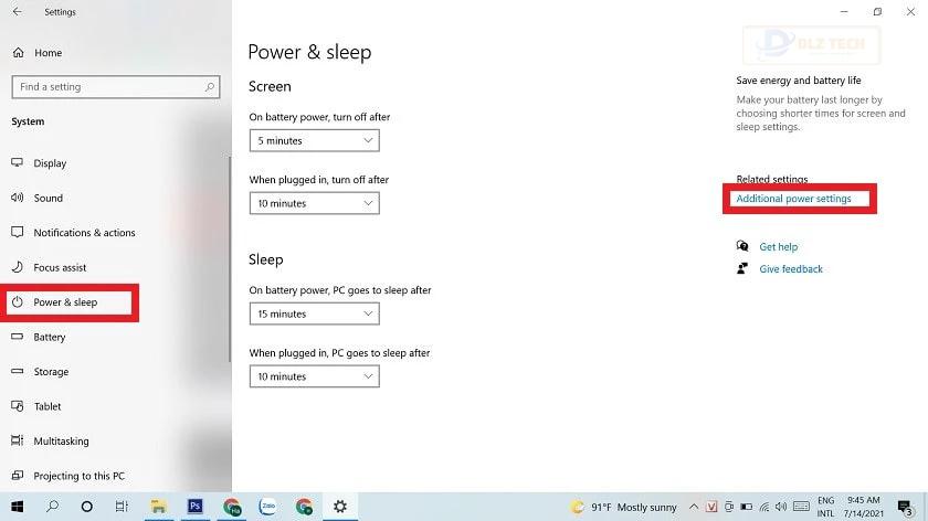 Chọn vào Additional power settings