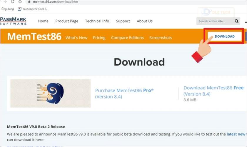 Bạn tải phần mềm test ram Passmark Memtest86 về máy