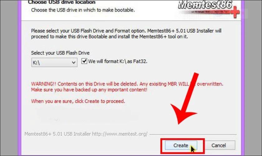 Tại phần Select your USB Flash Drive bạn chọn ổ USB của mình