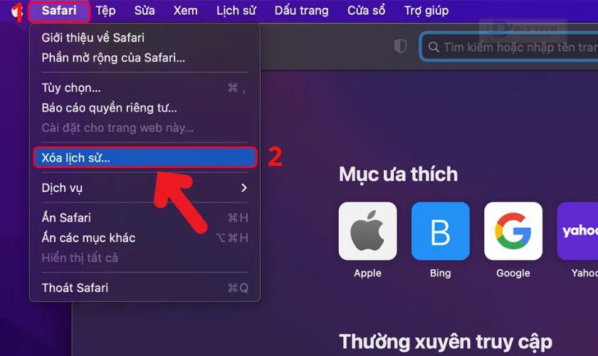 xóa lịch sử Safari