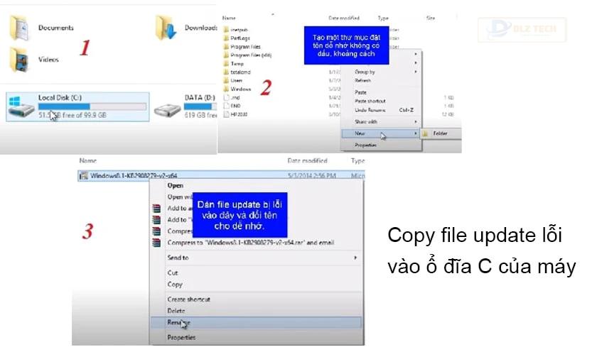 Di chuyển file Update vào ổ C