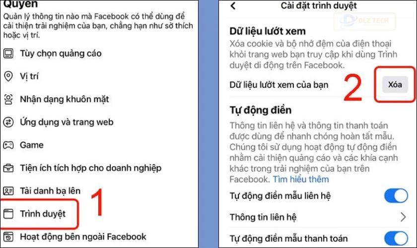 Xóa bộ nhớ tạm thời trên ứng dụng Facebook điện thoại