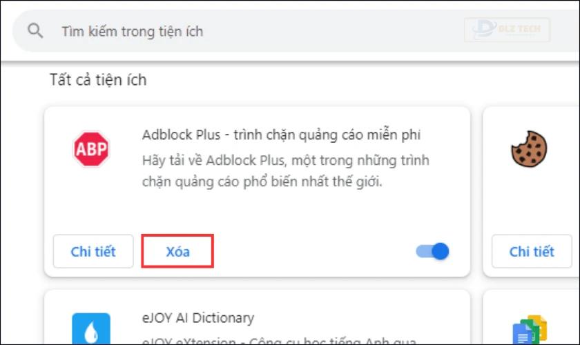 Xóa các tiện ích (Extension) đã cài trên máy tính