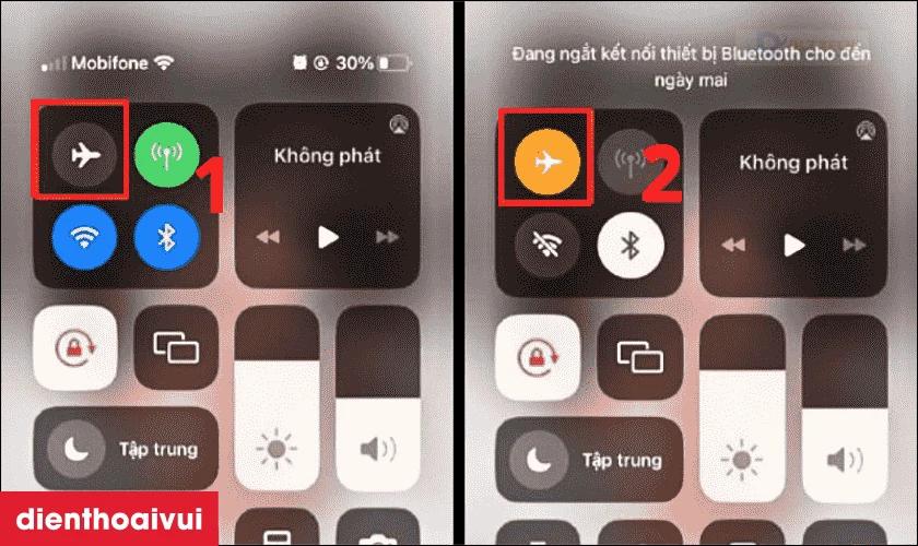 Bật, tắt chế độ máy bay để kiểm tra lỗi