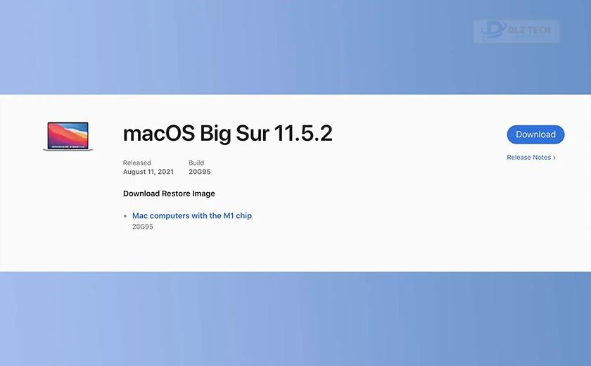 Cách cập nhật macos big sur 11.5.2