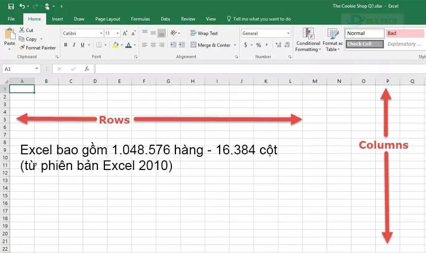 Excel văn phòng có bao nhiêu dòng?
