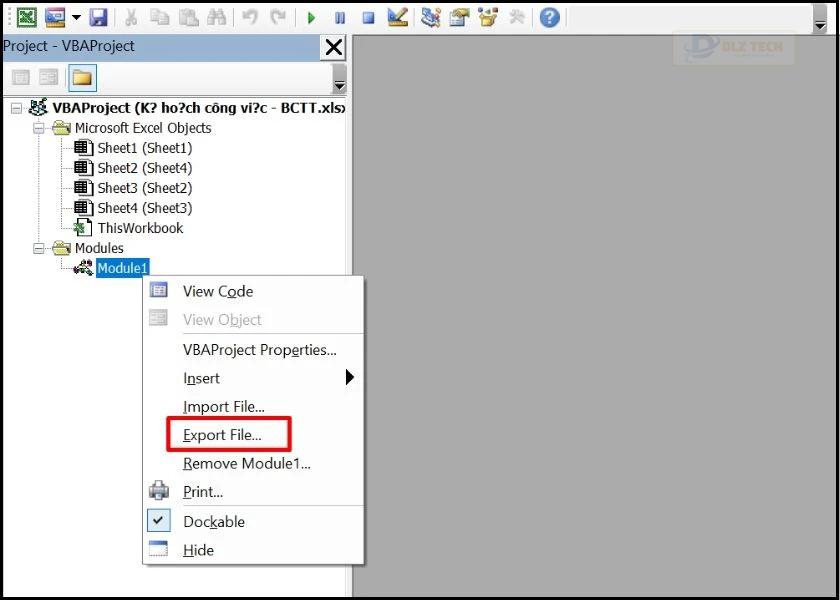 chọn export file