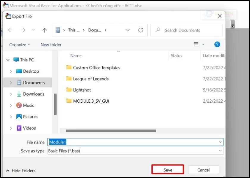 nhấn save lưu file macro