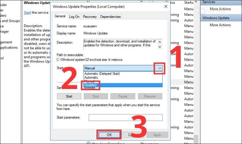 Chọn mục Disable rồi nhấn OK để hoàn tất cài đặt