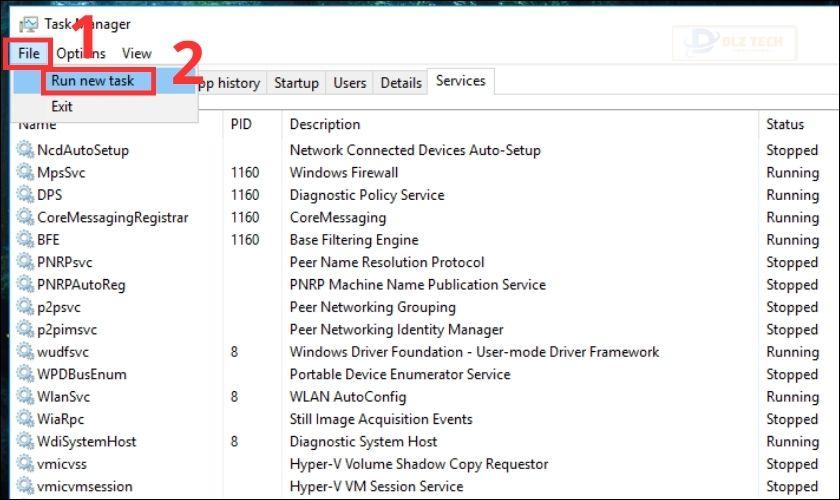 Truy cập vào Windows Explorer khắc phục lỗi màn hình laptop bị đen